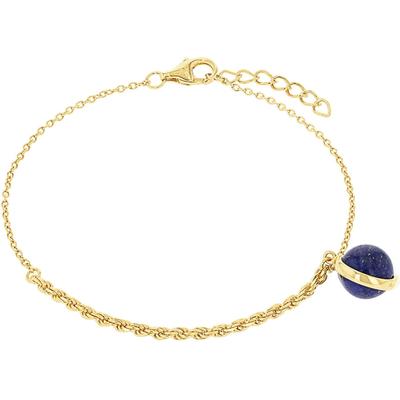 Armband AMOR "Kugel, Kordelkettengliederung, 2038283", gold (gelbgoldfarben, blau, blau), Armbänder, Damen, Silber 925 (