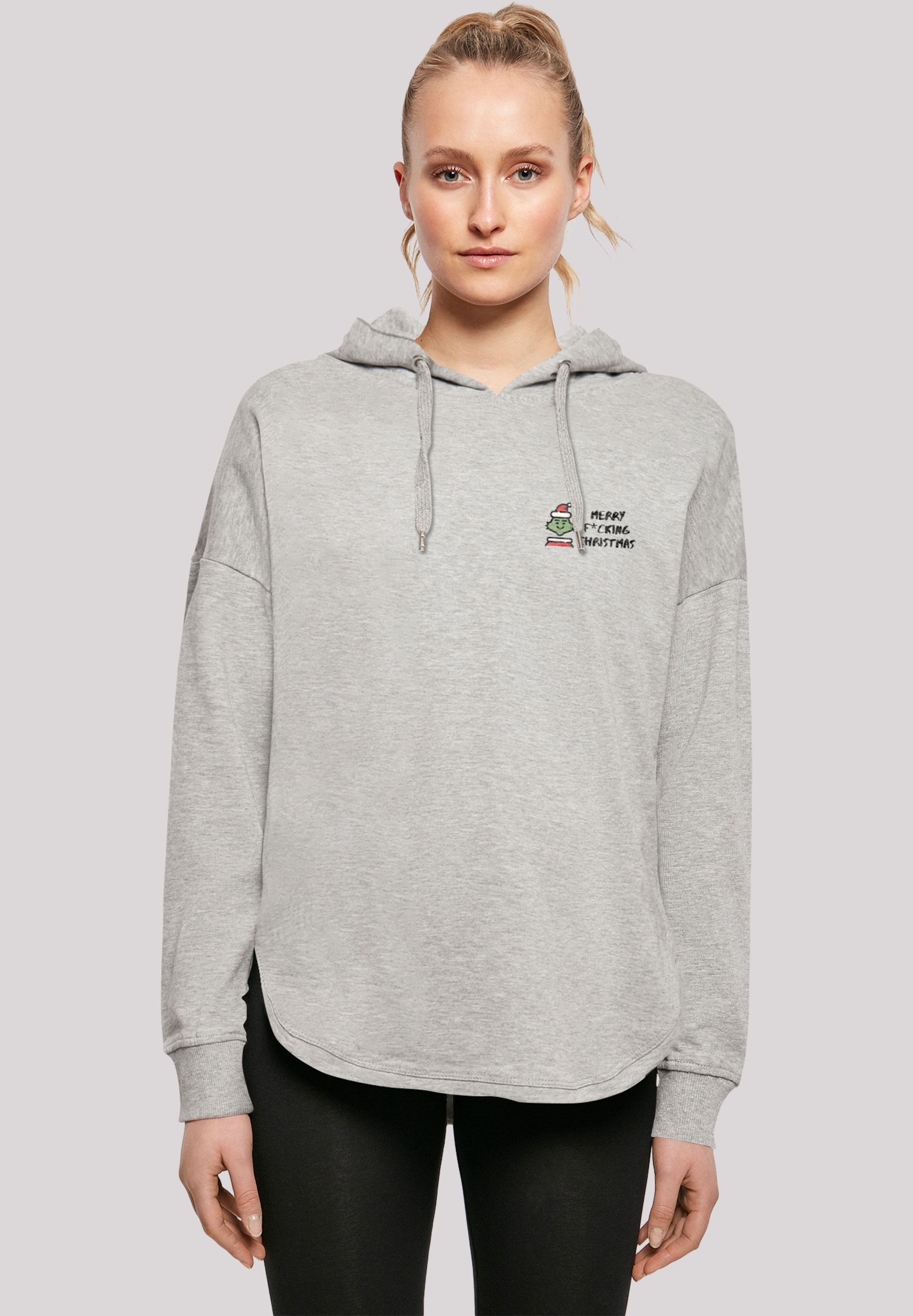 Kapuzenpullover F4NT4STIC "Merry Christmas", Damen, Gr. XS, grau, Obermaterial: 100% Baumwolle, Casual, oversize, Pullover, Print