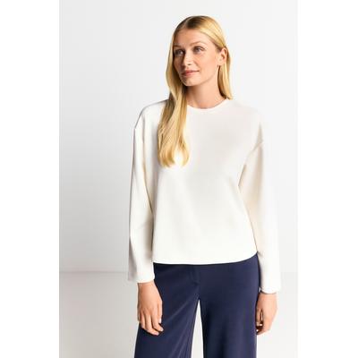 Sweatshirt RICHROYAL "2409 T Peach Crew", Damen, Gr. S, weiß (pearl weiß), Sweatware, Obermaterial: 52% Modal, 42% Polyester, 6% Elasthan, casual, Rundhals, Langarm, Sweatshirts, überschnittene Schultern, softer Griff, Rundhals Image