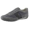 Sneaker GEOX "U WELLS C", Herren, Gr. 42, grau (dunkelgrau), Veloursleder, Textil, Synthetik, casual, Schuhe, Casual Schuh, Schnürschuh mit Logoverzierung