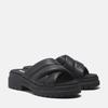 Sandale TIMBERLAND "London Vibe SLIDE SANDAL", Gr. 38,5 (7,5), schwarz (blk full gra), Leder, sportlich, Schuhe