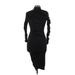 Fashion Nova Cocktail Dress - Midi Turtleneck Long Sleeve: Black Dresses - Women's Size Large