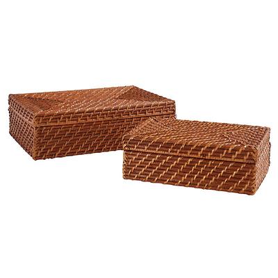 Set of 2 Piper Woven Boxes - Antique Walnut - Ballard Designs