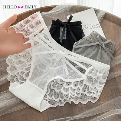 Sexy Dessous-Höschen für Frauen, neue Mesh-Spitze, aushöhlen, Unterhose, Kreuz, leicht transparente Image
