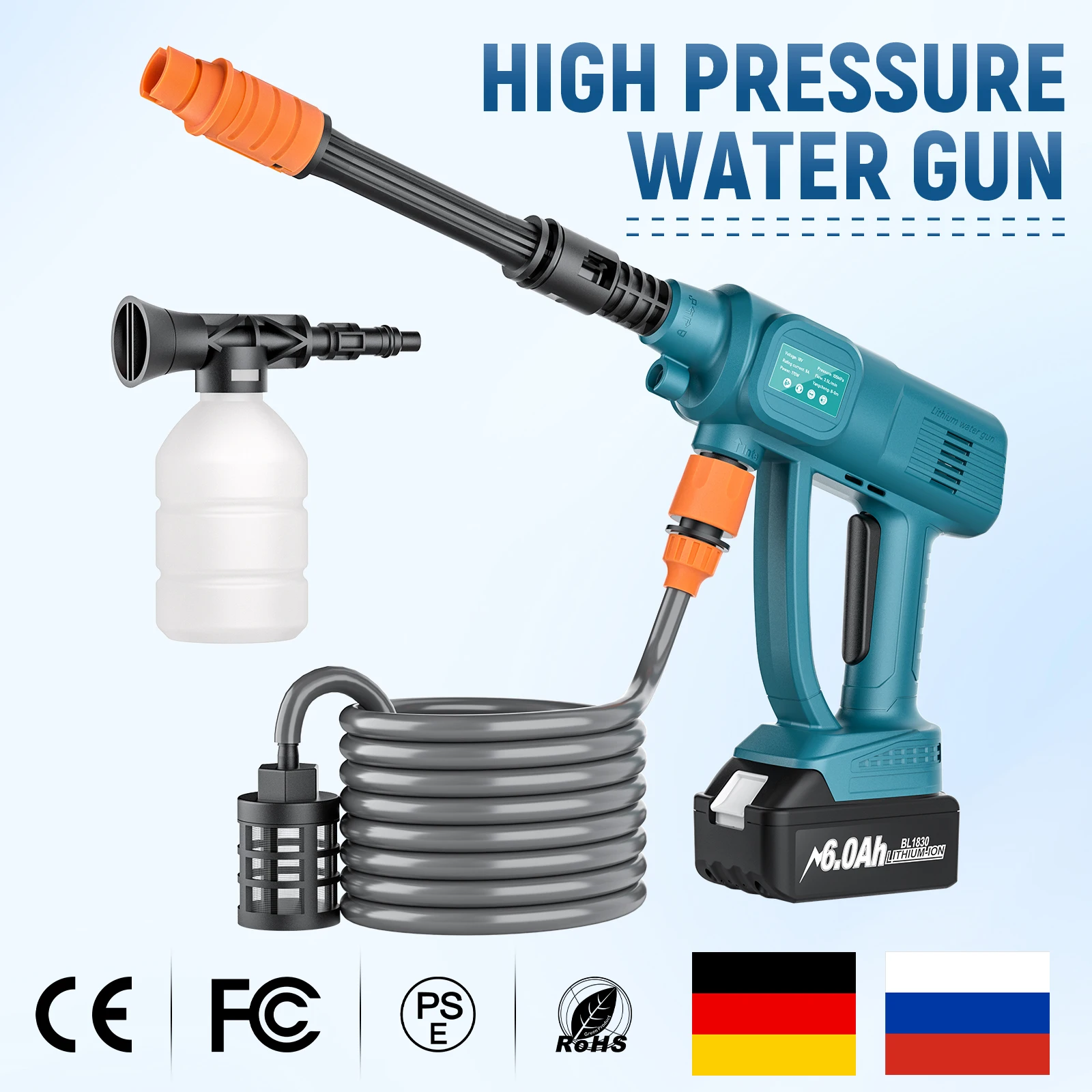 Hochdruck Auto Waschen Waschmaschine Pistole Lange Wasser Rohr Einstellbar Für Makita 18V Batterie Hochdruck Wasser Pistole ortable auto Waschen Image