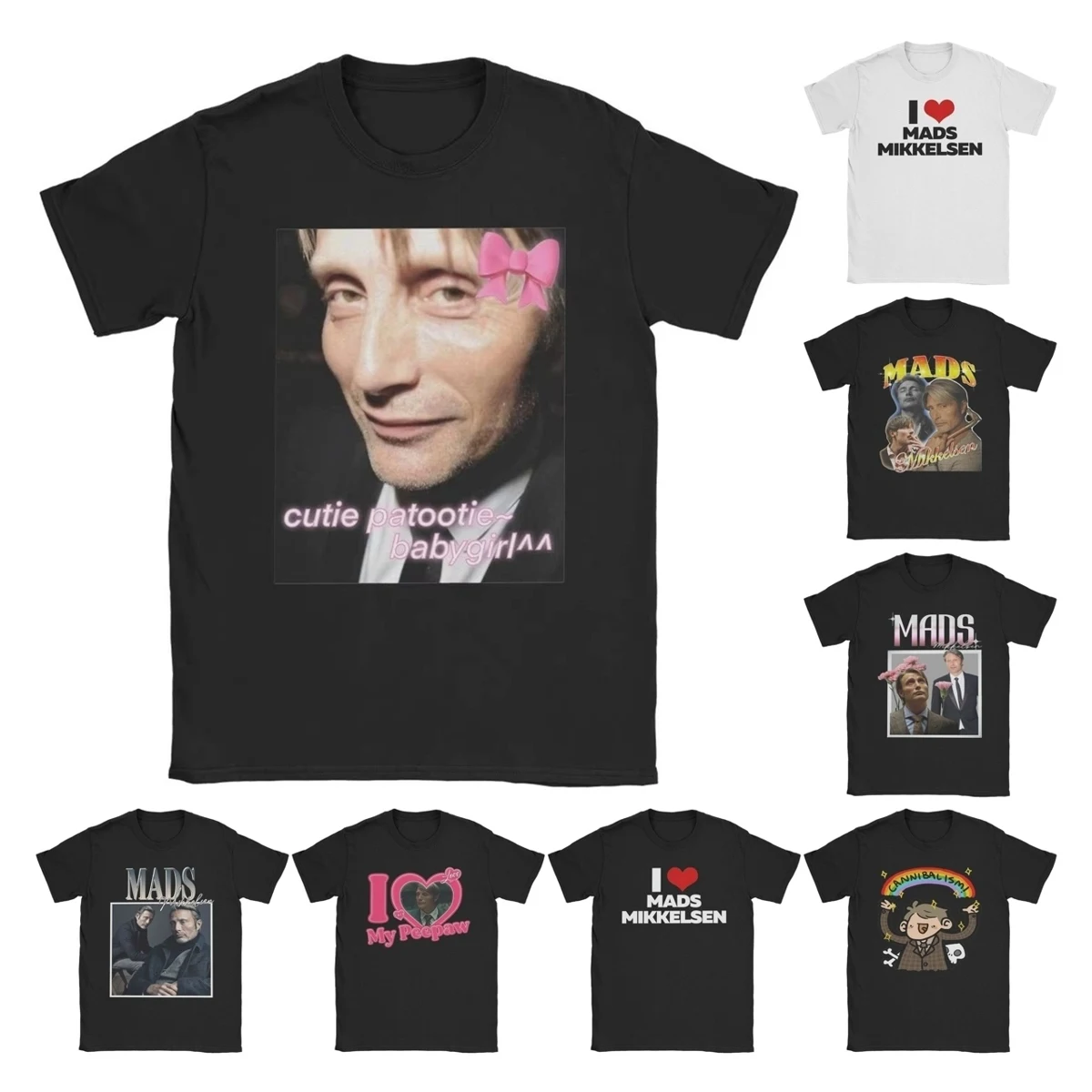 Mads Mikkelsen Baby Mädchen Männer T-Shirt Vintage T-Shirt Kurzarm o Hals T-Shirt reine Baumwolle plus Größe Kleidung Image