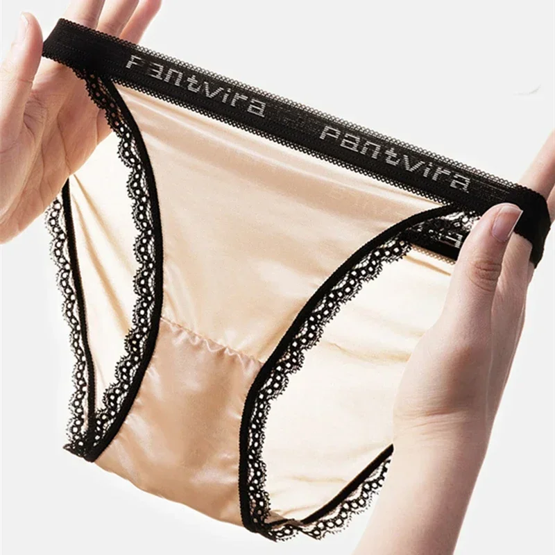 Satin-Höschen für Damen, Eisseide, weibliche Unterwäsche, gemütliche Höschen für Frauen, ultradünne sexy Dessous, modischer Bikini, rosa Unterhose