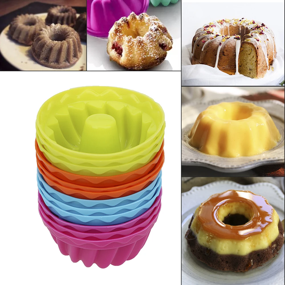 Silikon Pudding Cupcake Muffin Donut Form Antihaft-Backgelee Form 12 teile/satz Fadenform Image
