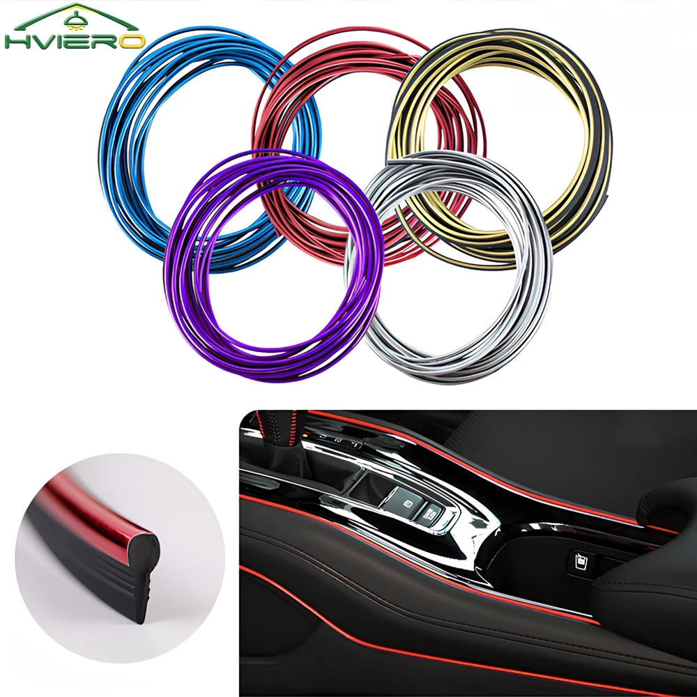 Décoration de moulage de voiture bandes flexibles 5M moulures intérieures de voiture garniture de couverture de voiture tableau de bord porte Edgein voiture-style universel