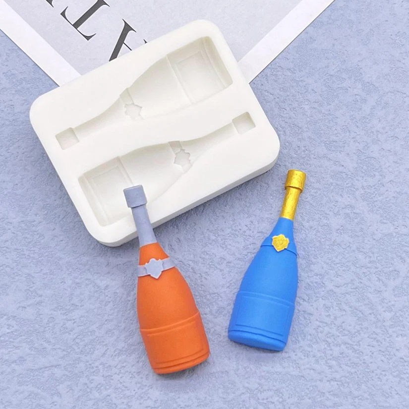 Formes de conception de bouteille de vin de Champagne 3D, gâteau Fondant en Silicone, chocolat, bonbons, outils de décoration en Silicone