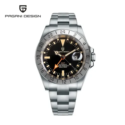Nouveau 2024 PAGANI DESIGN GMT montre mécanique automatique pour hommes classique rétro en acier inoxydable 200m résistant à l'eau montre-bracelet pour hommes