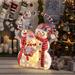 Merry Christmas Snowman Trio Holiday Decoration with Battery-Operated Lights - 44.4" H x 39.4" W x 17.7" D