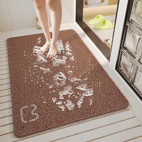 Duschmatte für die Innendusche, Luffa-Badematte, rutschfest, schimmelresistent und antibakteriell, weiche PVC-Badewannenmatte für nasse Duschbereiche im Badezimmer Image