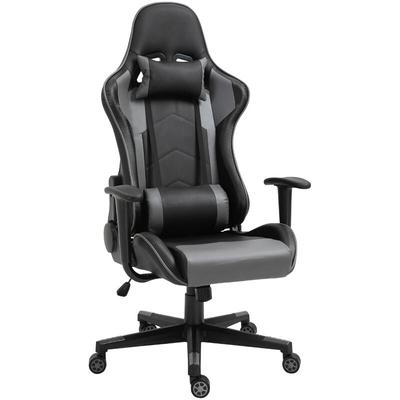 Vinsetto - Ergonomischer Bürostuhl, Gaming Stuhl, Drehstuhl, Kunstleder, Schaumstoff, Schwarz, 67,5