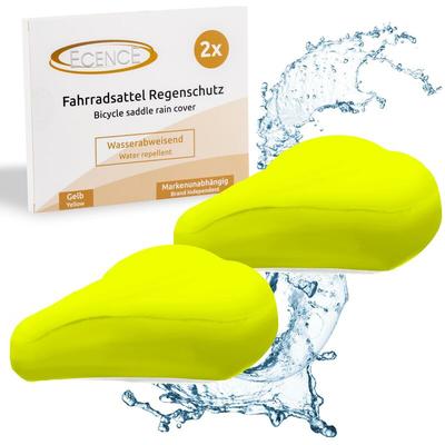 Ecence - 2x Sattelüberzug Gelb Regenschutz Fahrrad-Sattel-Schutz-Bezug wasserabweisend Image