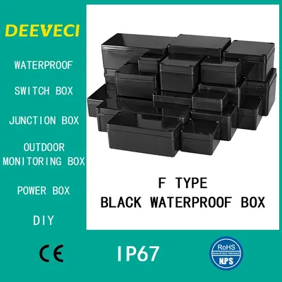 Black Outdoor Waterproof Enclosure Plastic Box Electronic Project Instrument Case Electrical Project