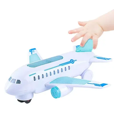 Kids Aircraft Toy Hand-on Ability Energy-saving Universal Wheel Electric Airplane Model with Lights