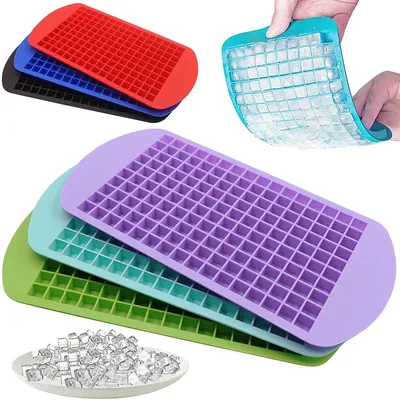 160 Crushed Silicone Mini Ice Cube Trays Easy Release Small Ice Cube Flexible Stackable Durable Mold