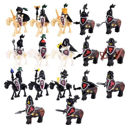 MOC Medieval Skeleton Centaurs Knights mini Action Figures Building Blocks Roman Horse Soldier