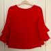 J. Crew Tops | J. Crew Orange/Red Top. 3/4 Length Fluted Sleeves. Excellent Condition. Size 4. | Color: Orange/Red | Size: 4