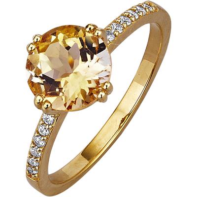 Fingerring FIRETTI "Schmuck Geschenk Silber 925 Damenring Ring" Gr. 56, gelb (gelbgoldfarben, gelb, kristallweiß, gelb, kristallweiß), Fingerringe, Damen, 56, Silber 925 (Sterlingsilber), 1,7mm, mit Citrin oder Amethyst und Zirkonia (synth.) Image