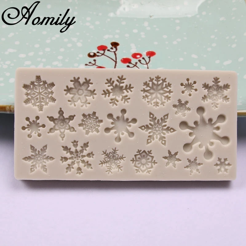 Aomily Schneeflocke geformt 3D Silikon Schokolade Gelee Süßigkeiten Kuchen Backformen Form DIY Gebäck Bar Eis Block Seife Form Backen Werkzeuge Image