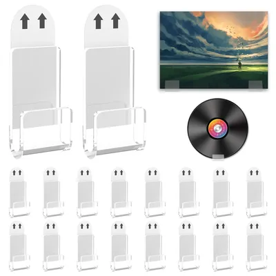 18Pcs Records Holder Acrylic Wall Mount Self Adhesive Album Disc Show Rack Clear Vinyl Display No