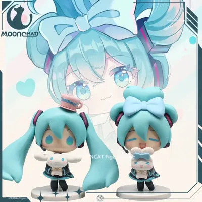 Hatsune Miku Anime Figure Miku Cinnamoroll Kawaii Action Figurine Q-version Doll Pvc Model