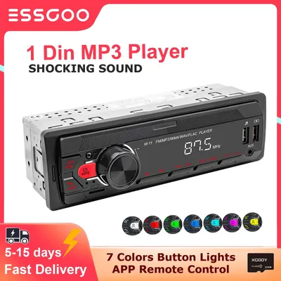 ESSGOO-Universal Multimedia Player for Car, 1 Din MP3 Car Radio, Audio Stereo, Bluetooth,