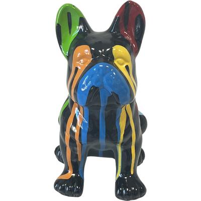 Le Monde Des Animaux - Statue en céramique bouledogue Français assis noir