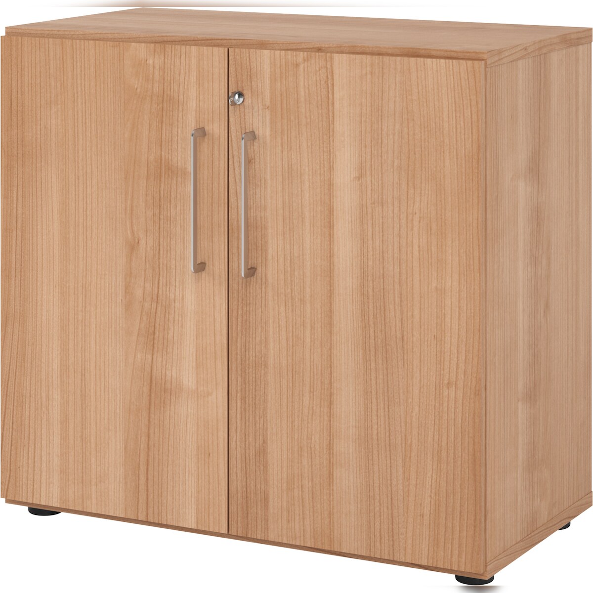 bümö Aktenschrank abschließbar, Büroschrank Holz 80cm breit in Nussbaum - abschließbarer Schrank mit Aktenregal für's Büro & Arbeitszimmer, Büro