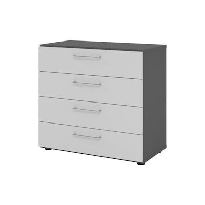 bümö smart Schubladenschrank, Büroschrank 80cm breit in Graphit/Grau mit 4 Schüben - Bürocontainer aus Holz, Container mit Metallgriffen & Soft-Stop Image