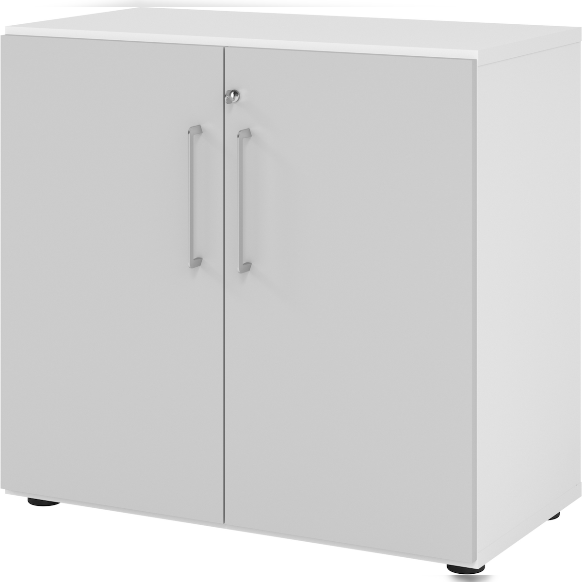 bümö Aktenschrank abschließbar, Büroschrank Holz 80cm breit in Weiß/Grau - abschließbarer Schrank mit Aktenregal für's Büro & Arbeitszimmer, Büro