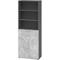 bümö Aktenregal & Schrank abschließbar, Büroschrank Regal & Schubladen Kombination Holz 80cm breit in Graphit/Beton - Schrank für's Büro &
