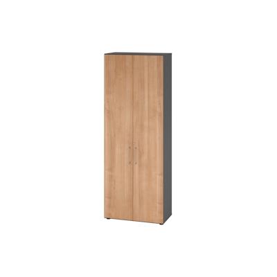 bümö Aktenschrank abschließbar, Büroschrank Holz 80cm breit in Graphit/Nussbaum - abschließbarer Schrank mit Aktenregal für's Büro & Arbeitszimmer, Image