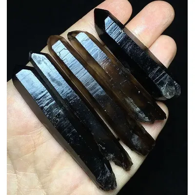 100g(5-9P) Rare Himalayan Black SMOKY QUARTZ Crystal Point Lemurian Specimen