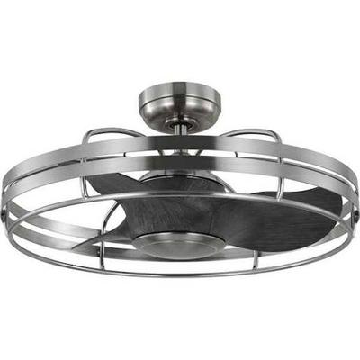 Progress Lighting 266654 - 26" Brushed Nickel 3 Grey Weathered Wood Blade Remote Control Indoor/Outdoor Ceiling Fan (THREE-BLADE 26 IN CEILING FAN REMOTE CONTROL WALL BRACKET BATTERY INCLUDED )