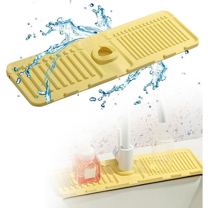 Kitchen Silicone Faucet Mat, Kitchen Sink Faucet Splash Guard Silicone Draining Mat Fast Drying Sink Tray, Sink Protectors Sink Faucet Mat Bathroom Drip Protector