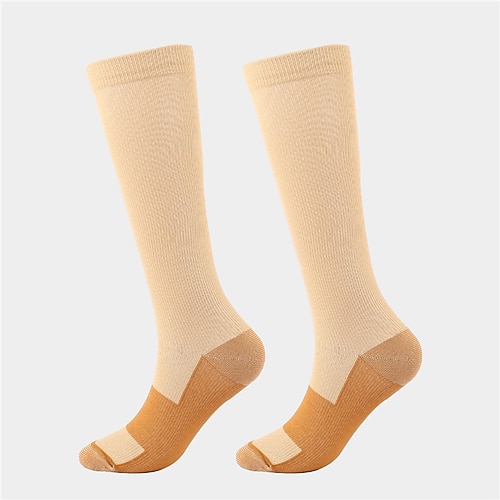 Kompressionsstrümpfe Sportsocken laufsocken 1 Paar Farbblock Damen Röhrensocken Atmungsaktiv Schweißableitend Komfortabel Fitnesstraining Basketball Laufen Joggen Radsport Sport Farbblock Nylon Image