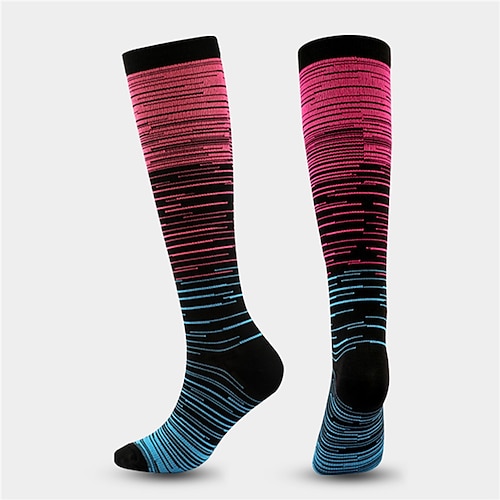 Kompressionsstrümpfe Sportsocken laufsocken 1 Paar Streifen Damen Röhrensocken Atmungsaktiv Schweißableitend Komfortabel Fitnesstraining Basketball Laufen Joggen Radsport Sport Streifen Nylon Image