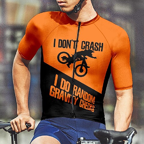 Herren Radtrikot Buchstaben Zahlen Kurzarm Fahhrad T-Shirt Trikot mit 3 Gesäßtaschen Mountainbike MTB Schnelltrocknend Anatomisches Design Feuchtigkeitsableitend Atmungsaktiv Sport Rot Blau Orange Image