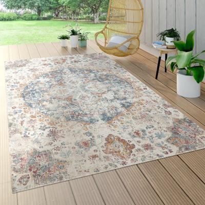 Paco Home - Outdoor Teppich Wetterfest Balkon Küche Orient Muster Vintage Beige Blau Creme 80x150 cm Image