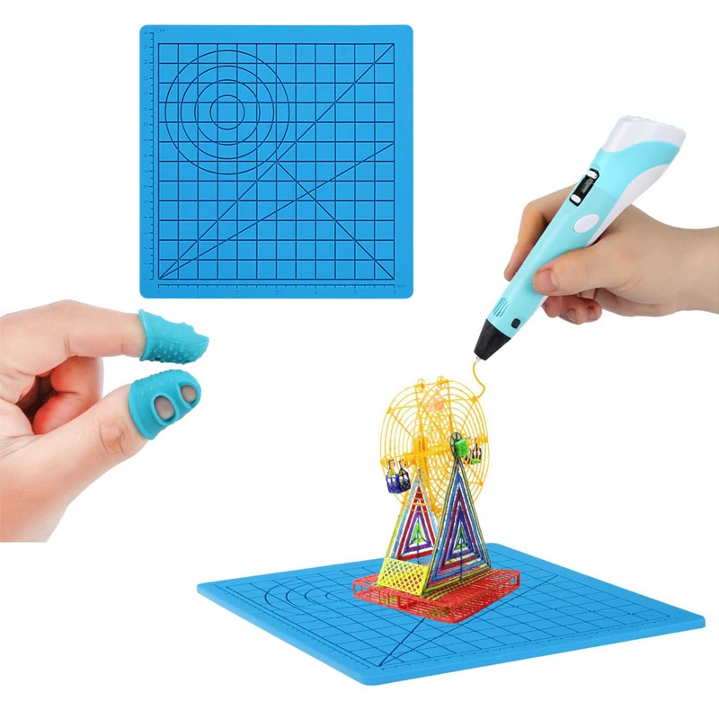 Stylo d'impression 3D en silicone avec manchon de doigt résistant à la chaleur, tampon de modèle de dessin créatif, polymères de bricolage, outils d'art, cadeau de Noël pour les enfants