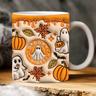 Halloween Gift Mug 3D illusion Spooky Mug 11oz Ghost Pumpkin Ceramic Cup Spooky Cup - Novelty Gifts for Halloween Christmas Birthday Mom Dad Friends