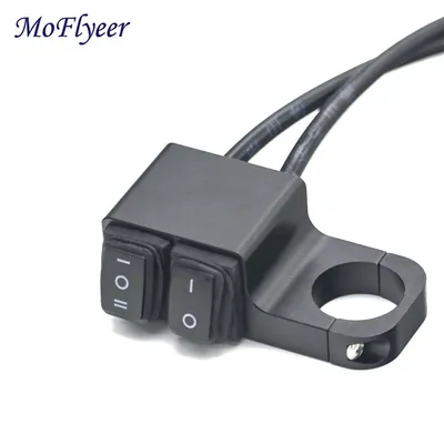 MoFlyeer Waterproof Motorcycle ATV 22mm Handlebar Double Control Kill Button Switch Headlight Hazard