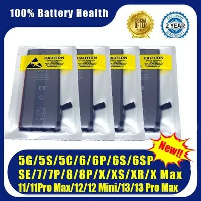 5pcs/Lot 0 Cycle Battery For iPhone 4 4S 5 5S 5C SE 6 6S 7 8 11 12 13 Mini Plus X XR XS Pro Max