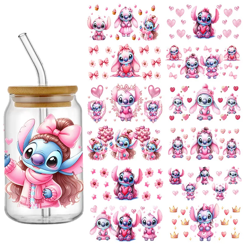 Personalisieren Sie den Disney Cute Stitch UV DTF Aufkleber für 16oz Glasbecher kann Transfer Aufkleber Aufkleber benutzerdefinierte Etiketten DIY Logo Geschenk einpacken Image
