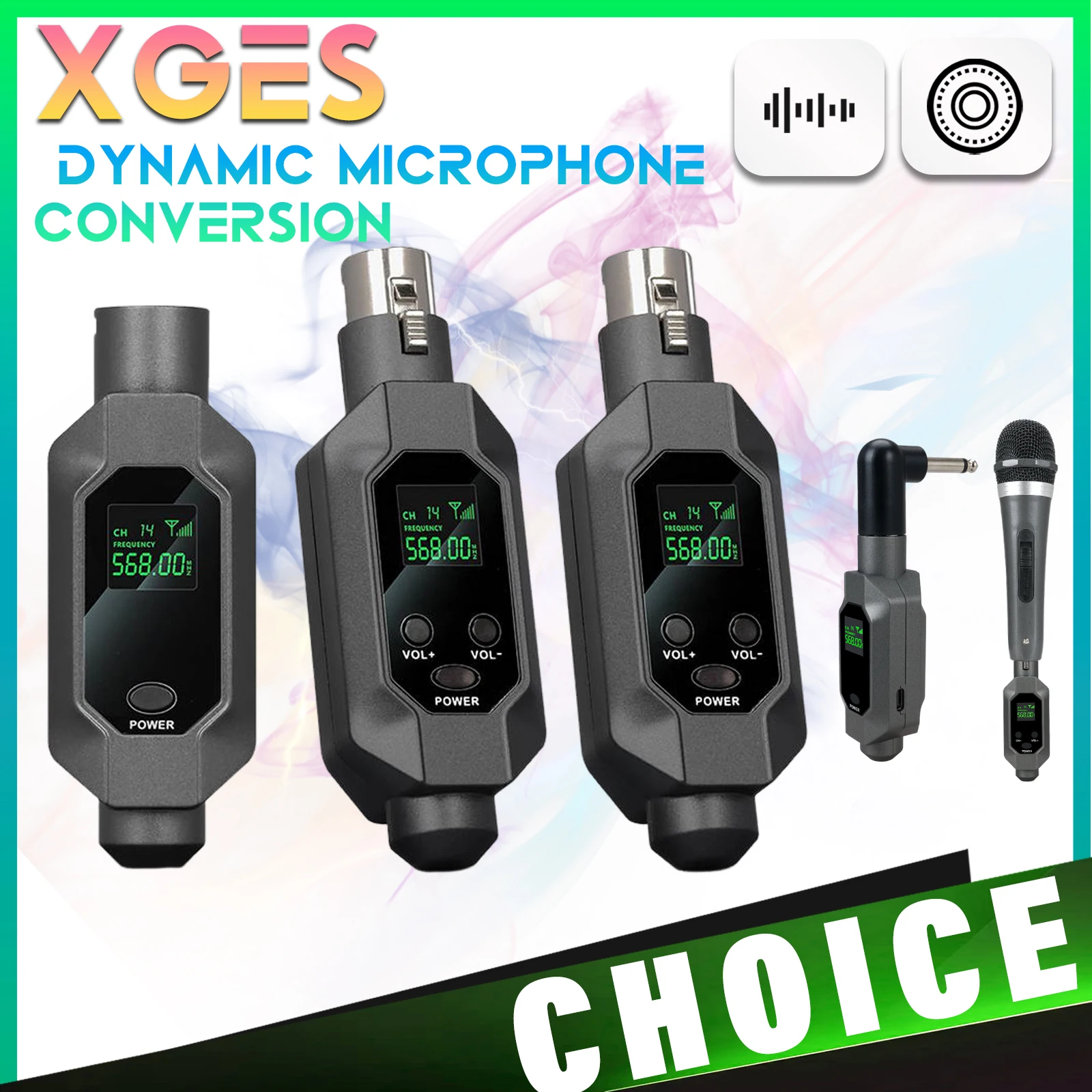 XGES Convertitore per microfono wireless Trasmettitore e ricevitore XLR Sistema wireless per microfono dinamico