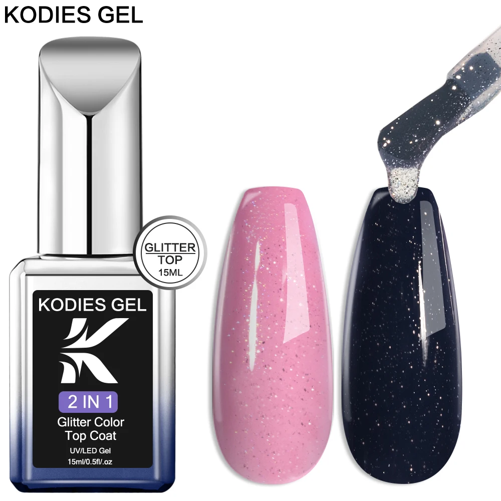 KODIES GEL Starlight Top Coat Gel-Nagellack, 15 ml, semi-permanenter UV-schimmernder Maniküre-Gel-Finish-Versiegeler, Aurora Chrome Topcoat Image
