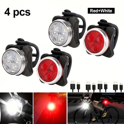 TEMU 2/4/8pcs Bike Light Front & Rear Taillamp Bright Bike Light For Night Riding Bicycle Light High Usb Rechargeable Bicycle Headlight Set Bike Headlight For Adult Kid Mountain Bike